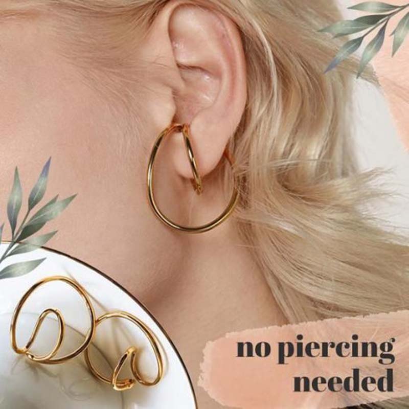 2020 New Luxury Jewelry Hooping Ear Cuff Irregular Curve Clip Hoop Earrings for Women Earcuffs No Piercing