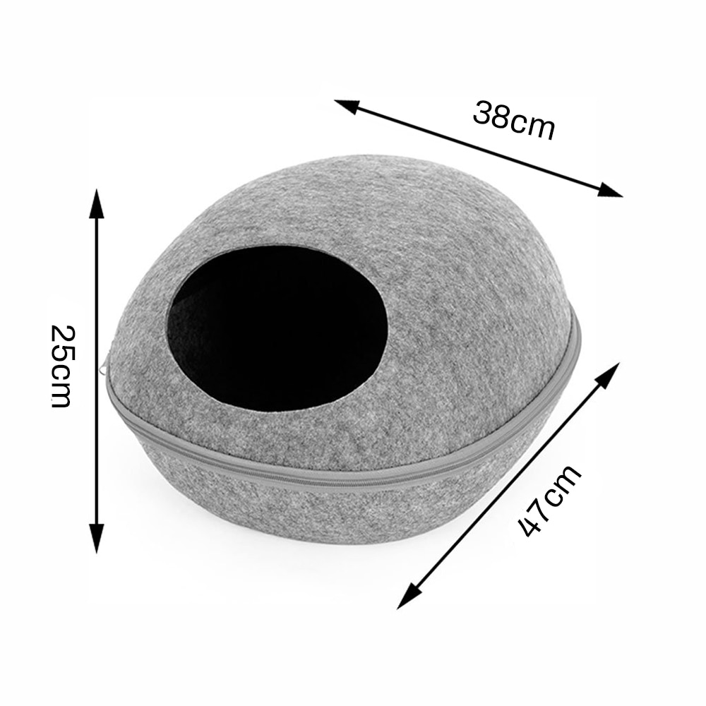 Cat House Nest With Zipper Detachable Cushion Dog Mat Egg Shape Dog Kennel Cat Bed Felt Cloth Cats Cave Sleeping Mat Pet Bed