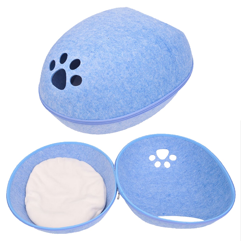 Cat House Nest With Zipper Detachable Cushion Dog Mat Egg Shape Dog Kennel Cat Bed Felt Cloth Cats Cave Sleeping Mat Pet Bed