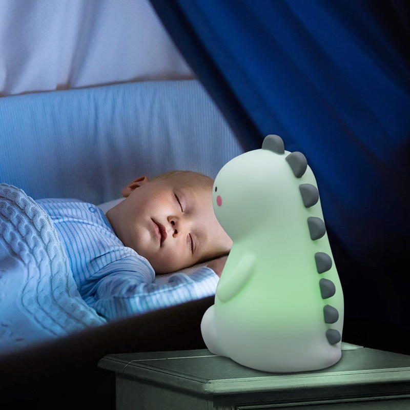 Artpad Colorful Night light For Children Boys Girls Gifts Touch Sensor Dimming Cartoon Dinosaur Silicone Night Lamp USB Port