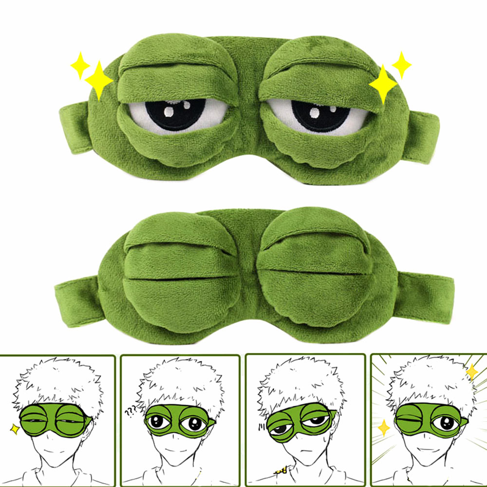 1PC 3D Sad Frog Sleep Mask Rest Travel Relax Sleeping Aid Blindfold Cover Eye Patch Sleeping Mask Case Anime Cosplay Costumes