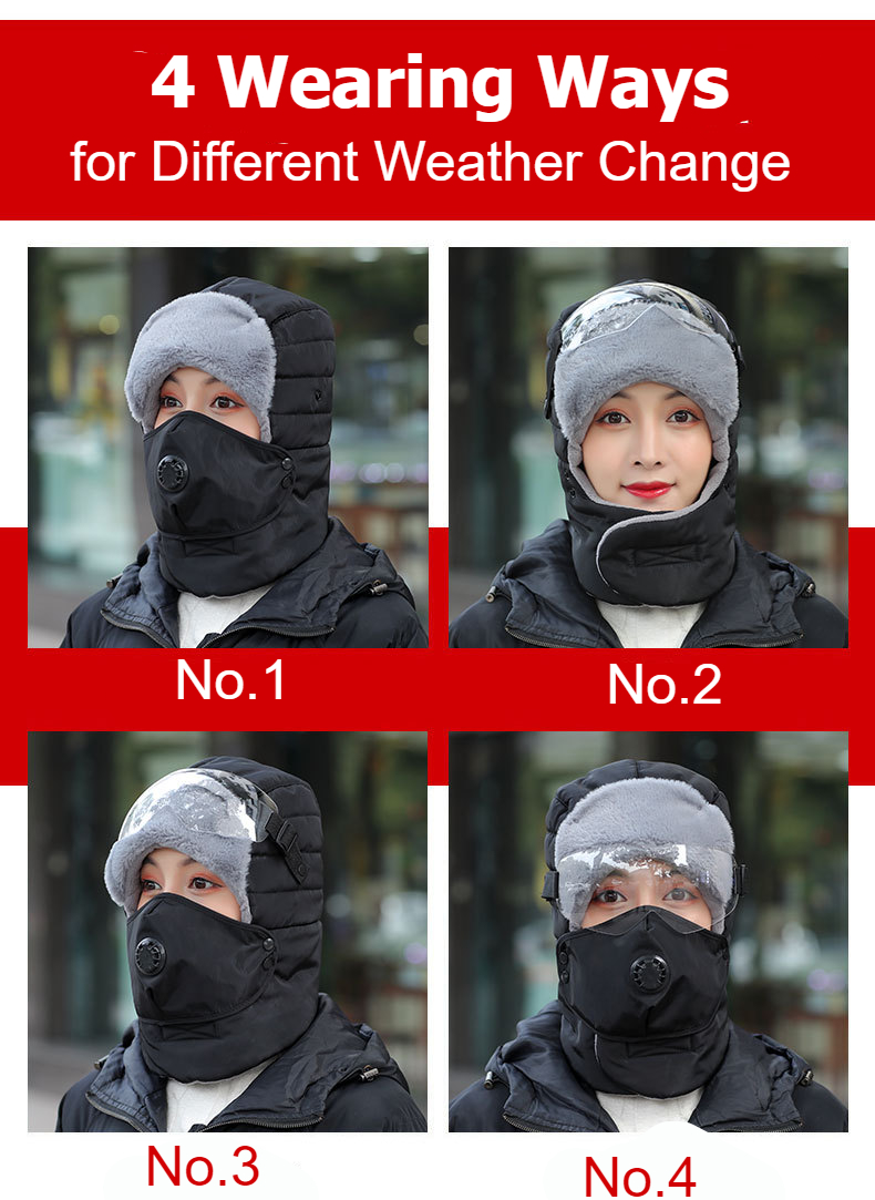 Full Protection Warm Waterproof Winter Hats With Glasses - Funiyou