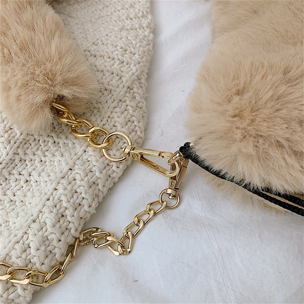 MAIOUMY Fashion Women Handbags New Cute Fluffy Fur Crossbody Bags Female Heart Shaped Ladies Phone Shoulder Bag Purse Handbag