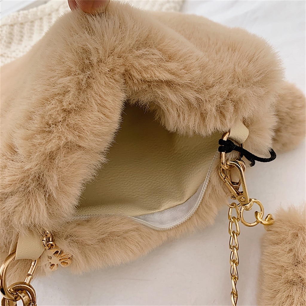 MAIOUMY Fashion Women Handbags New Cute Fluffy Fur Crossbody Bags Female Heart Shaped Ladies Phone Shoulder Bag Purse Handbag