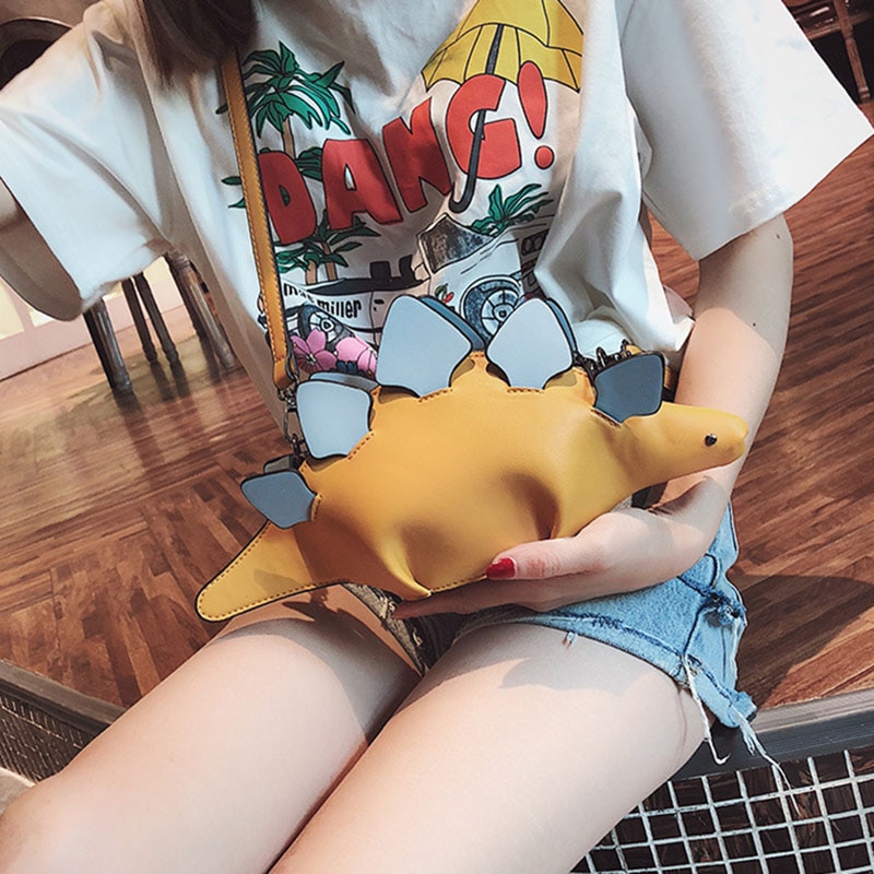 2020 women's shoulder bag for women woman bag cute dinosaur shape leather shoulder bags woman's shopping purse