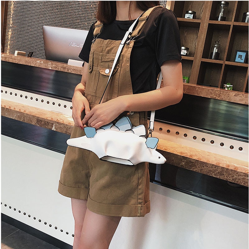 2020 women's shoulder bag for women woman bag cute dinosaur shape leather shoulder bags woman's shopping purse