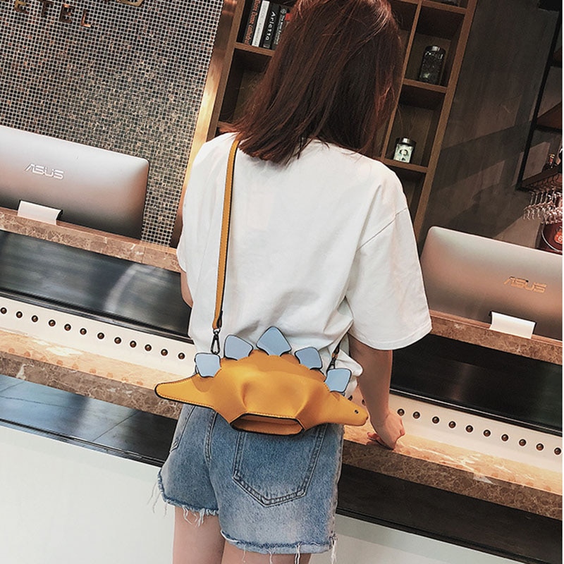 2020 women's shoulder bag for women woman bag cute dinosaur shape leather shoulder bags woman's shopping purse