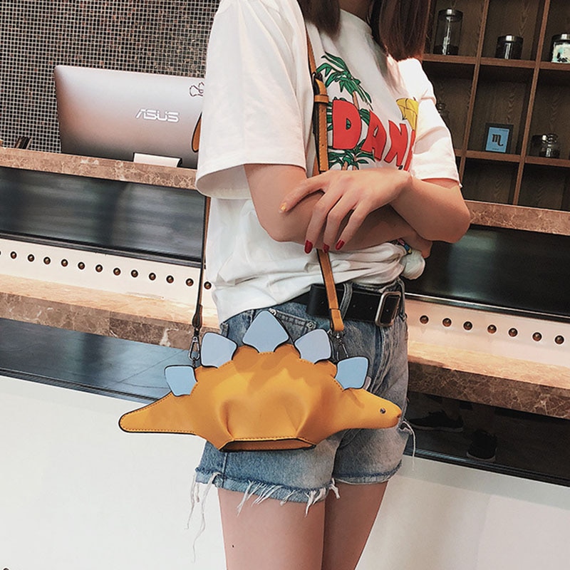 2020 women's shoulder bag for women woman bag cute dinosaur shape leather shoulder bags woman's shopping purse