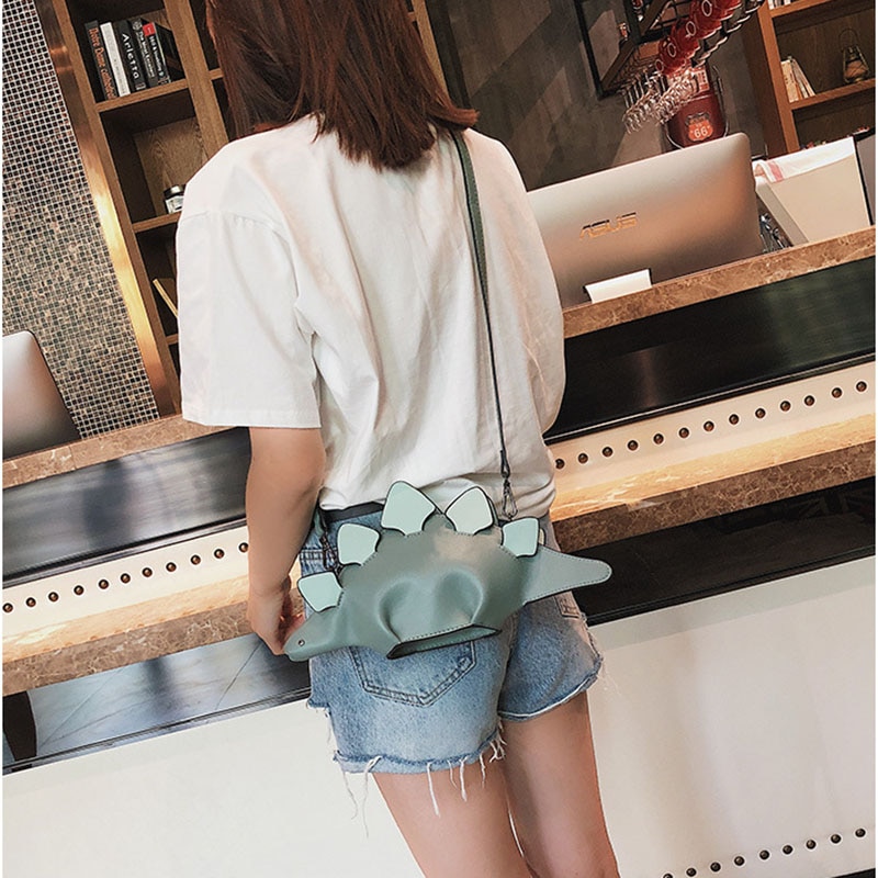 2020 women's shoulder bag for women woman bag cute dinosaur shape leather shoulder bags woman's shopping purse