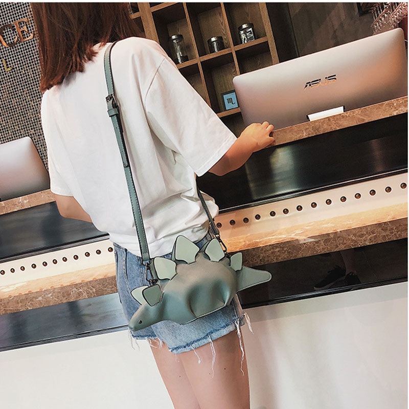 2020 women's shoulder bag for women woman bag cute dinosaur shape leather shoulder bags woman's shopping purse