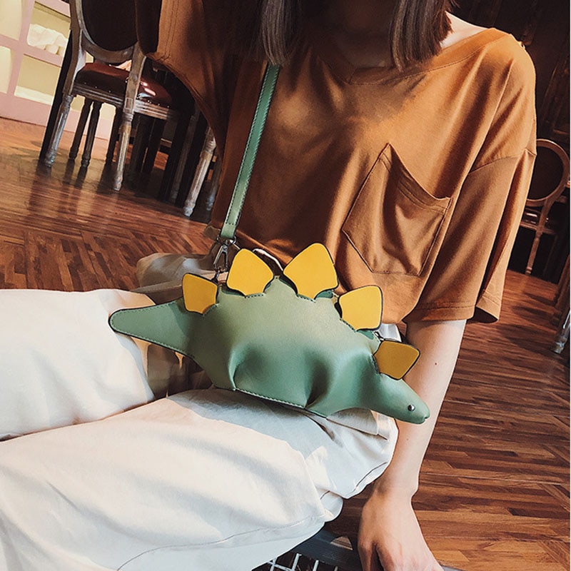 2020 women's shoulder bag for women woman bag cute dinosaur shape leather shoulder bags woman's shopping purse