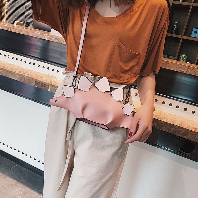 2020 women's shoulder bag for women woman bag cute dinosaur shape leather shoulder bags woman's shopping purse