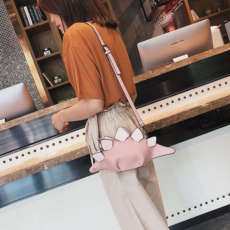 2020 women's shoulder bag for women woman bag cute dinosaur shape leather shoulder bags woman's shopping purse