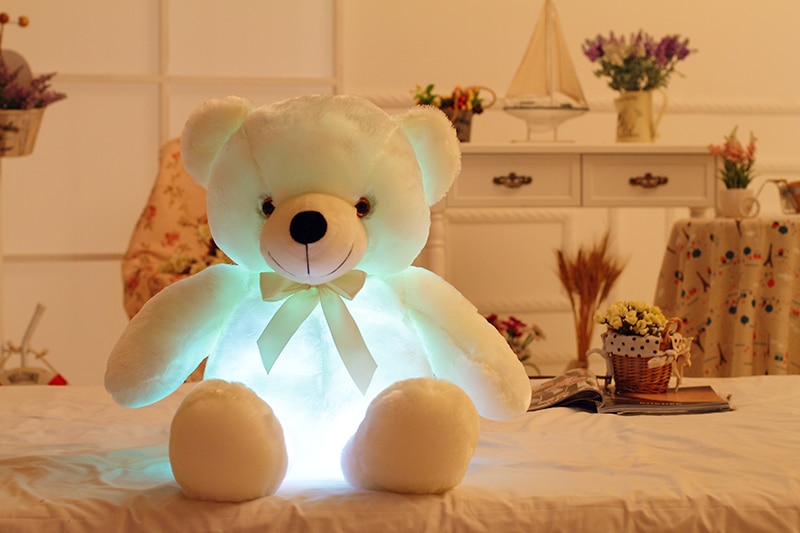 50cm Creative Light Up LED Teddy Bear Stuffed Animals Plush Toy Colorful Glowing Christmas Gift for Kids Pillow