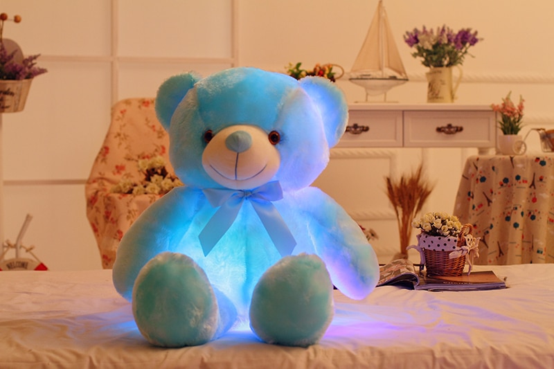 50cm Creative Light Up LED Teddy Bear Stuffed Animals Plush Toy Colorful Glowing Christmas Gift for Kids Pillow