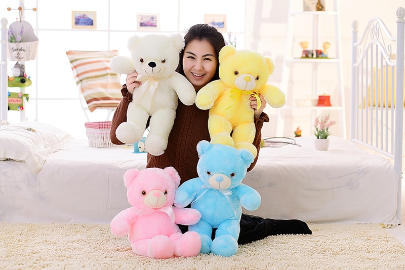 50cm Creative Light Up LED Teddy Bear Stuffed Animals Plush Toy Colorful Glowing Christmas Gift for Kids Pillow