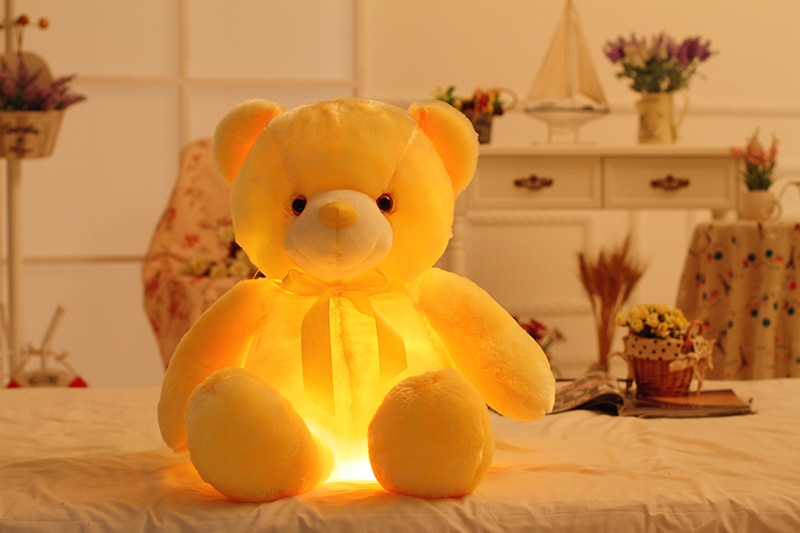 50cm Creative Light Up LED Teddy Bear Stuffed Animals Plush Toy Colorful Glowing Christmas Gift for Kids Pillow