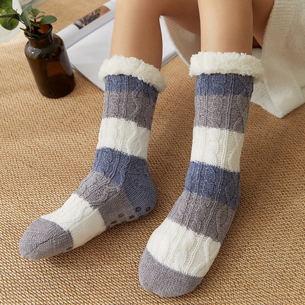 Super Thick Warm Fleece-lined Anti-Slip Slipper Thermal Socks （Buy 2 ...