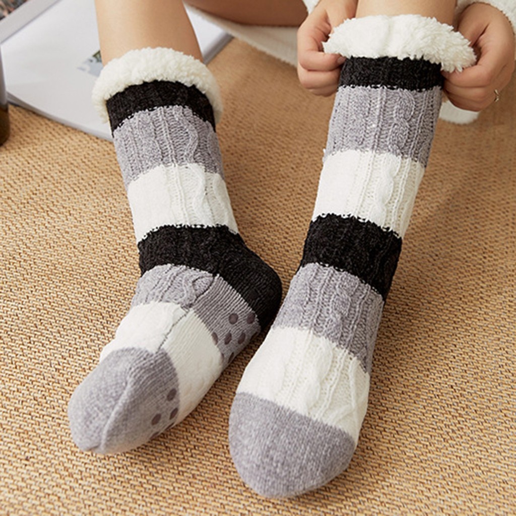 Super Thick Warm Fleece-lined Anti-Slip Slipper Thermal Socks （Buy 2 ...