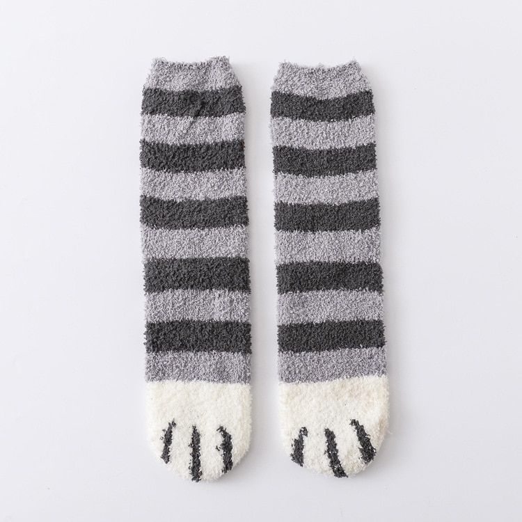 Cute Fleece Cat Claws Thick Warm Sleeping Floor Socks