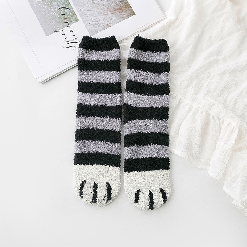 Cute Fleece Cat Claws Thick Warm Sleeping Floor Socks