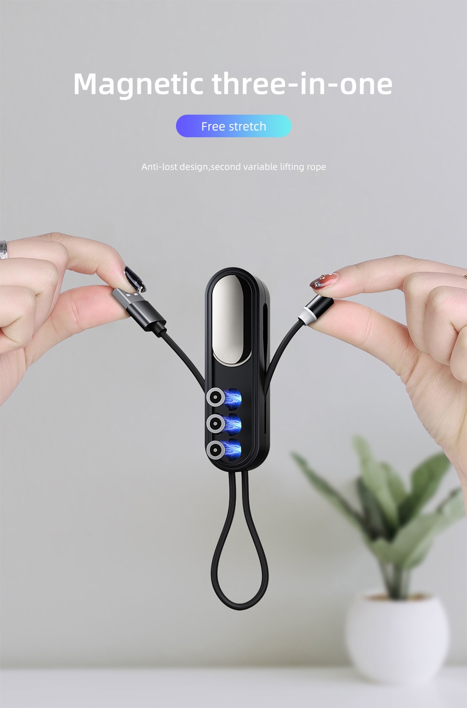 3-in-1 magnetic portable charging cable